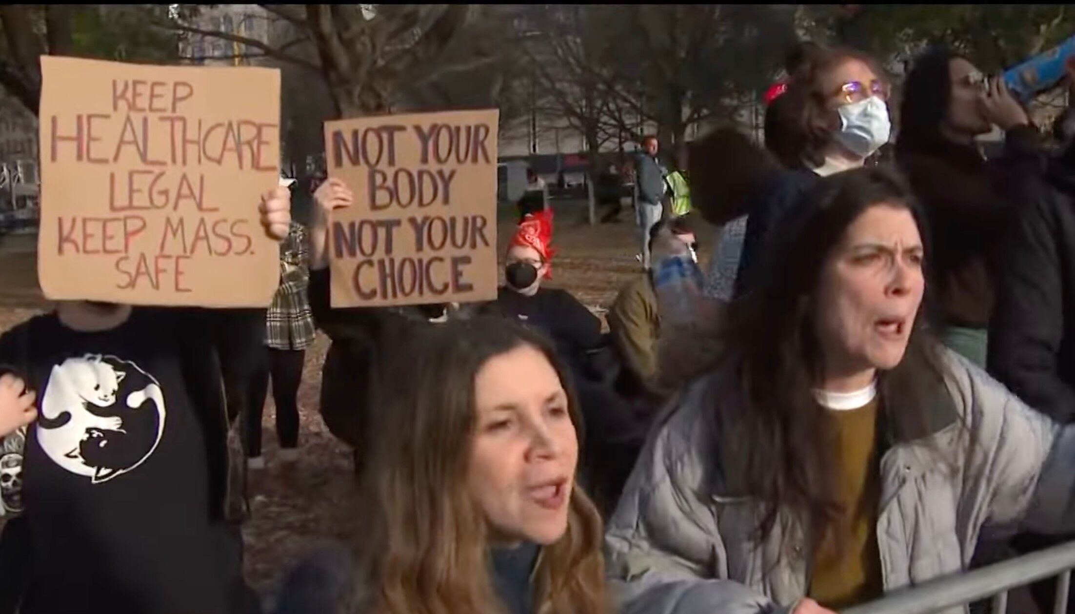 Counter-protestors at the Men's March in Boston, 2024