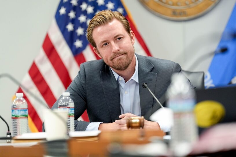 State schools Superintendent Ryan Walters speaks during a special meeting of the Oklahoma State Board of Education at the Oliver Hodge Building on the Oklahoma Capitol in Oklahoma City, on Friday, Nov. 8, 2024.