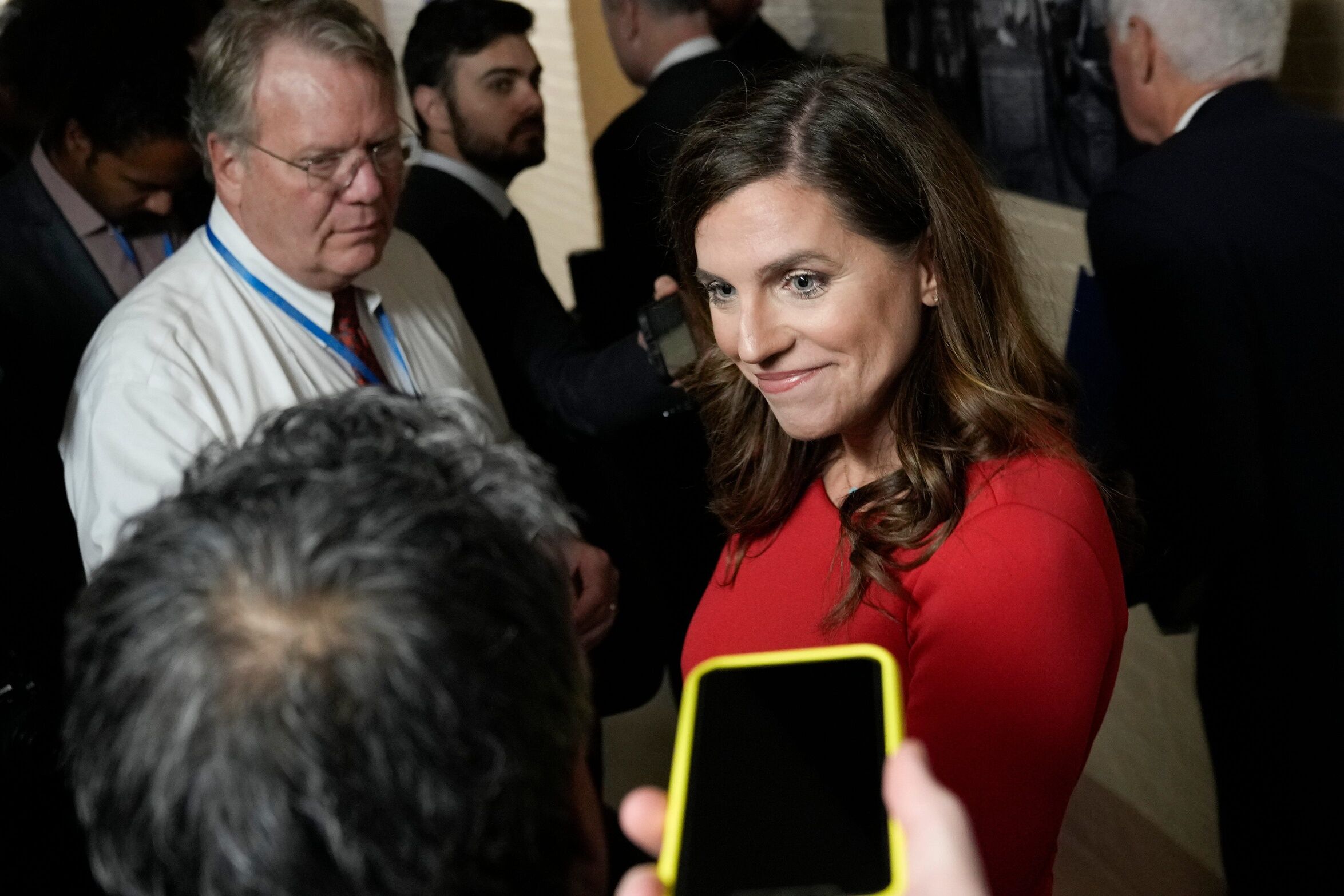 Rep. Nancy Mace (R-SC) walks to a Republican members conference meeting at the U.S. Capitol on Thursday, Oct. 19, 2023 as House lawmakers seek to elect a new speaker in Washington.