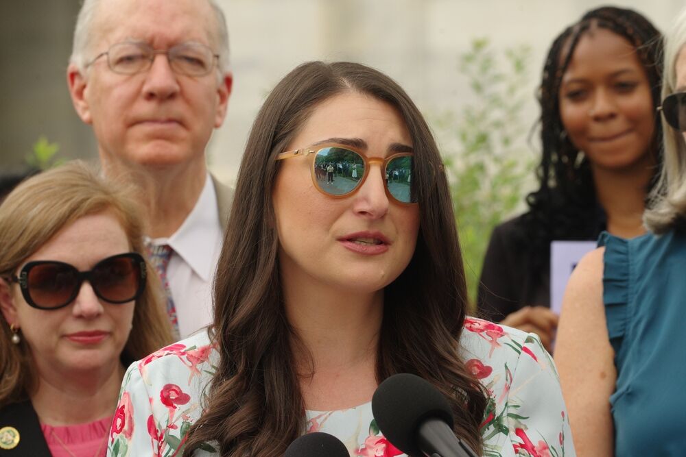 WASHINGTON, DC - June 4, 2024: U.S. Rep. Sara Jacobs (D-Cal.) speaks at a press conference announcing a discharge petition for the Right to Contraception Act in the House of Representatives.