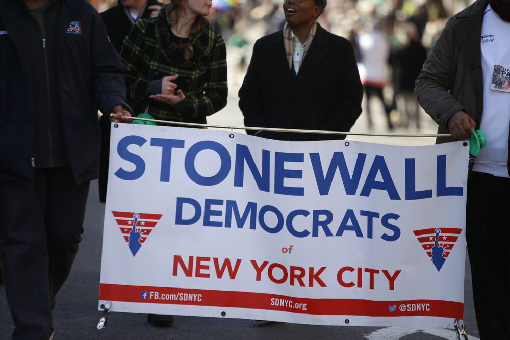 NEW YORK CITY - FEBRUARY 6 2016: Mayor Bill de Blasio and members of the NYC city council marched in Sunnyside's annual St. Pat's For All parade