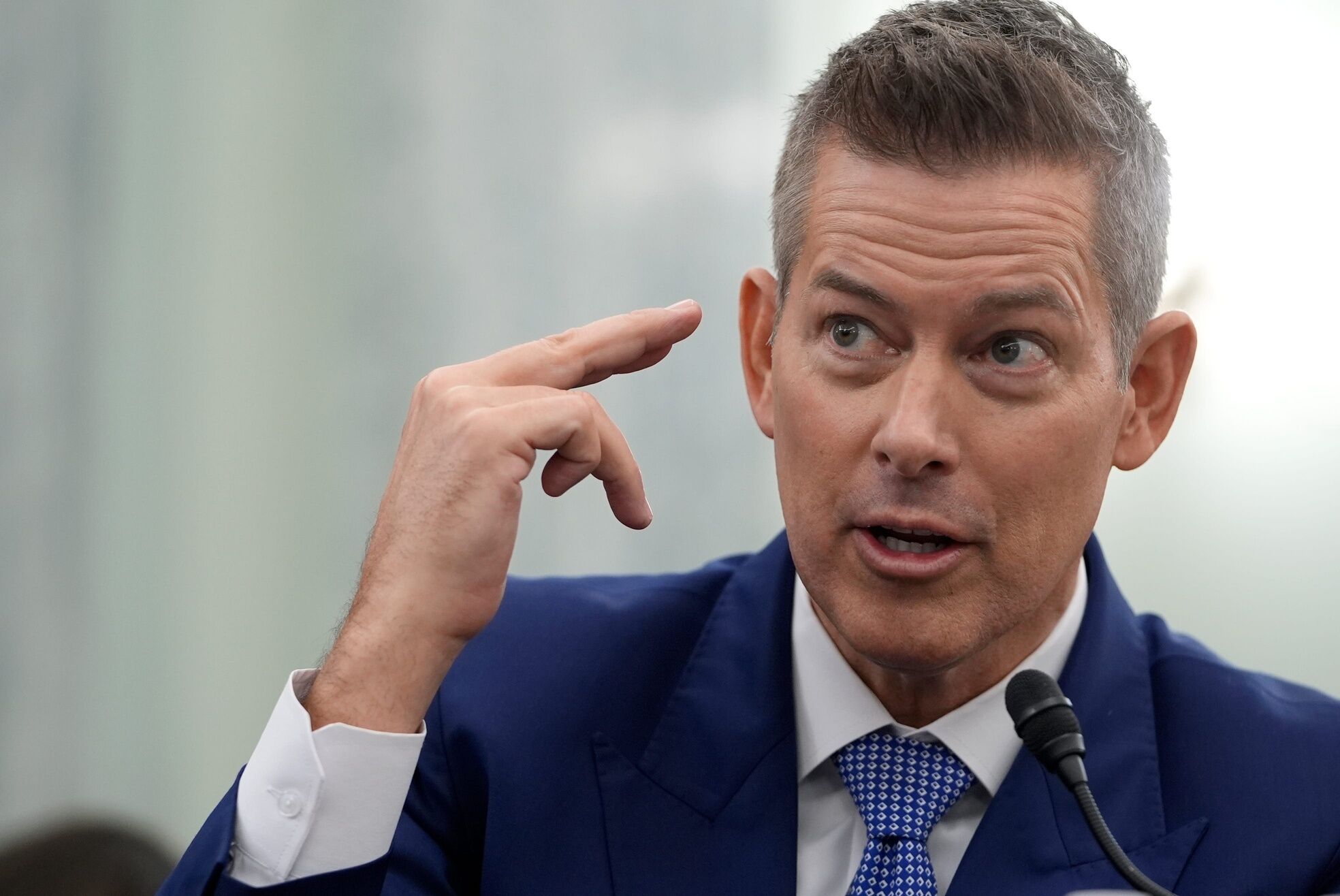 Sean Duffy speaks during a Senate Commerce, Science, and Transportation committee hearing on his nomination to be Secretary of Transportation on Wednesday, Jan. 15, 2025 in Washington, DC.