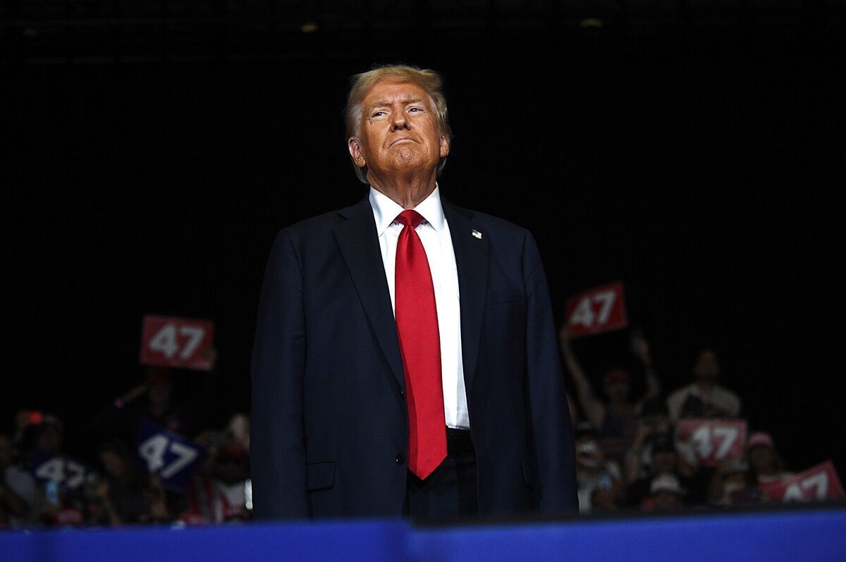 Donald Trump speaks during a rally at the Grand Sierra Resort in Reno on Oct. 11, 2024.