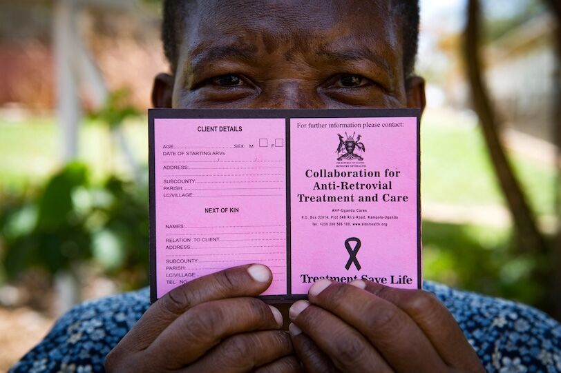A woman show her card that allow her to get treatment for AIDS free of charge in Soroti Uganda on March 13th 2018.