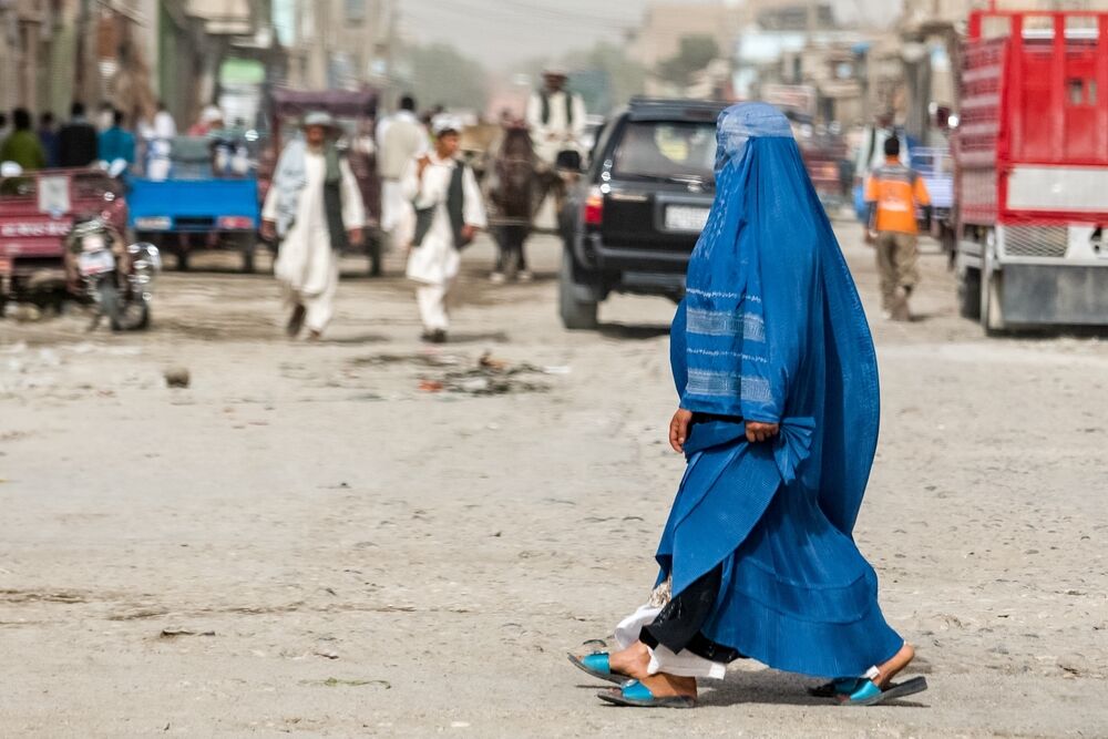 shutterstock_2196739241 Afghan woman in hijab in Kabul, natives of Afghanistan on streets of the city