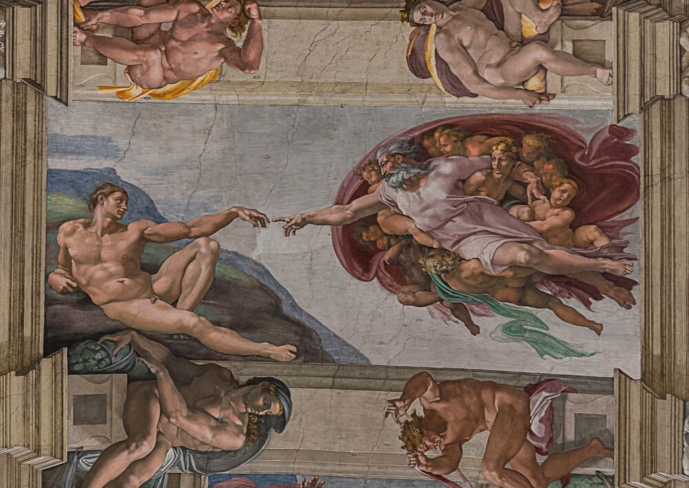 Adam uses his left hand in reaching out to God in queer artist Michaelangelo's Sistine Chapel. 
