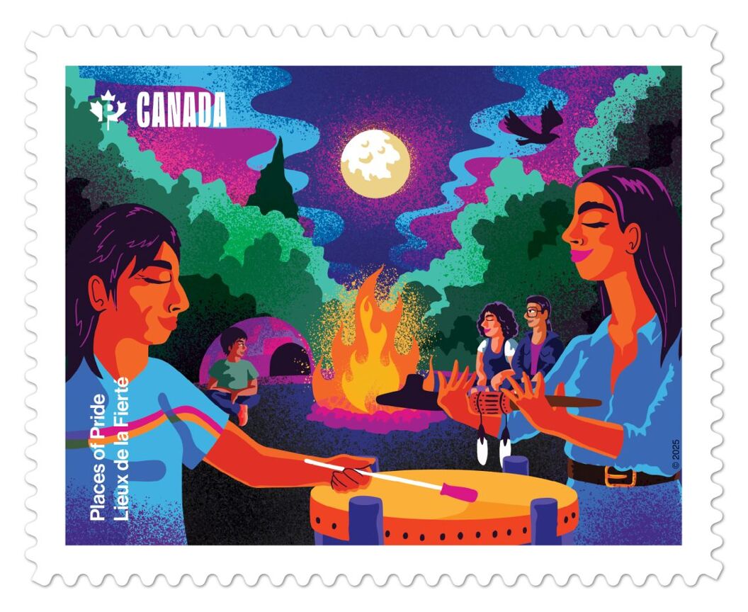 The stamp honoring 3rd North American Native Gay & Lesbian Gathering