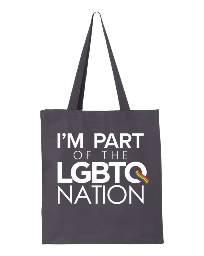 A charcoal canvas tote with