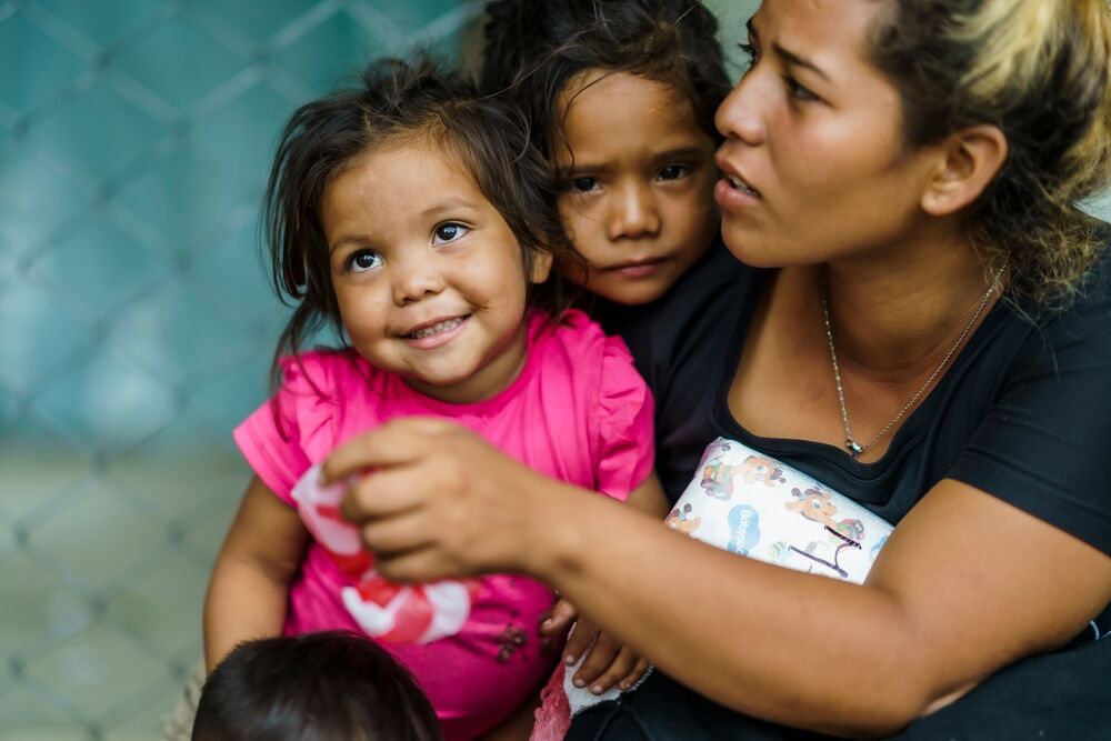 Latin American immigrants awaiting assistance.