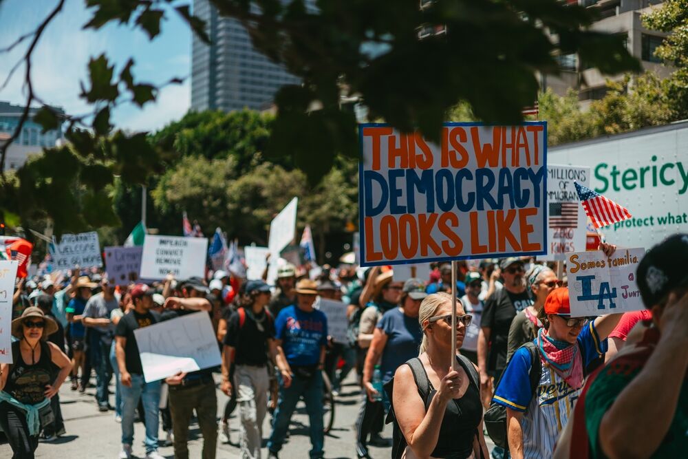 Signs at a protest.