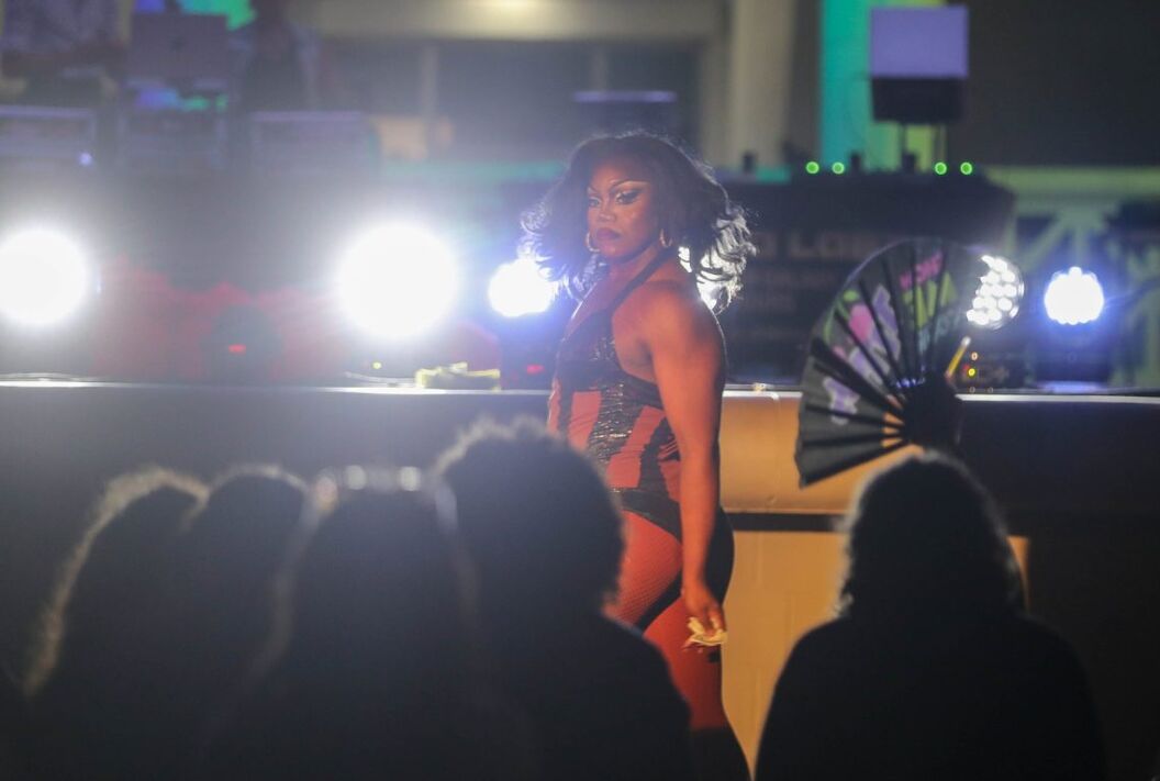 Drag performer Sallie Just Sallie moves through the crowd during the Savannah Pride Festival on Saturday, October 25, 2025 at Forsyth Park.