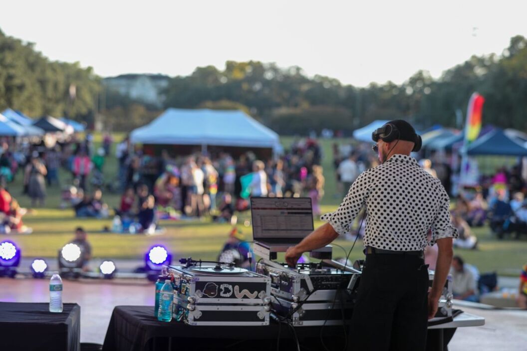 DJ Jose Ray entertains the audience during the Savannah Pride Festival on Saturday, October 25, 2025 at Forsyth Park.
